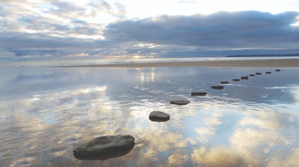 Stepping stones on a lake