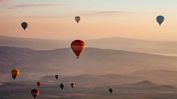 Hot air balloons over the desert