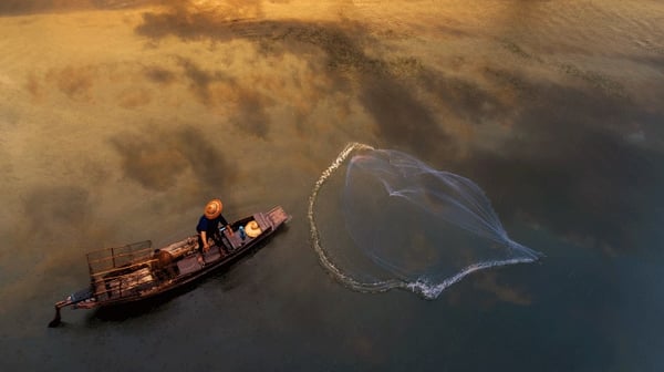 Fisherman at sea