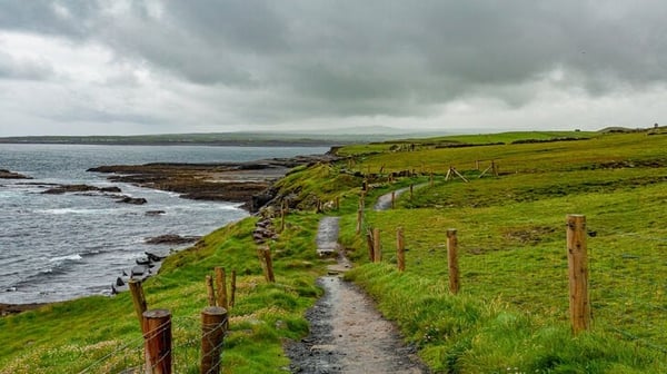 Coastal footpath with the sea in the distance