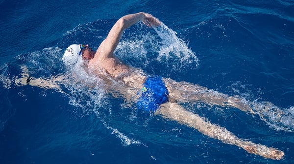 Lewis Pugh swimming across the Red Sea